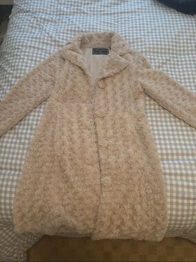 Taylor & Sage Taupe Teddy Faux Fur Coat